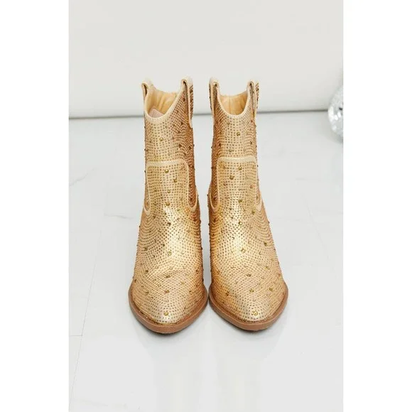 Forever Link Glitter Pointed Toe Booties in Gold - Picture 4 of 7
